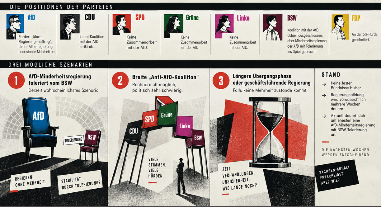 Infografik Landtagswahl Sachsen-Anhalt 2026 – Regierungsbildung, Teil 2